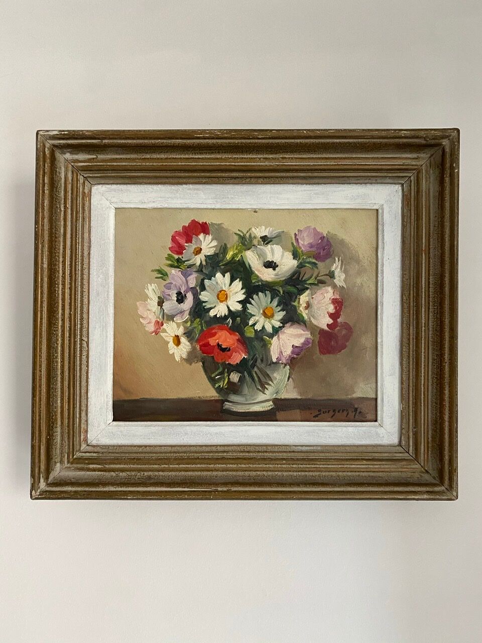 Painting, still life with wildflowers by surgeon 20th century