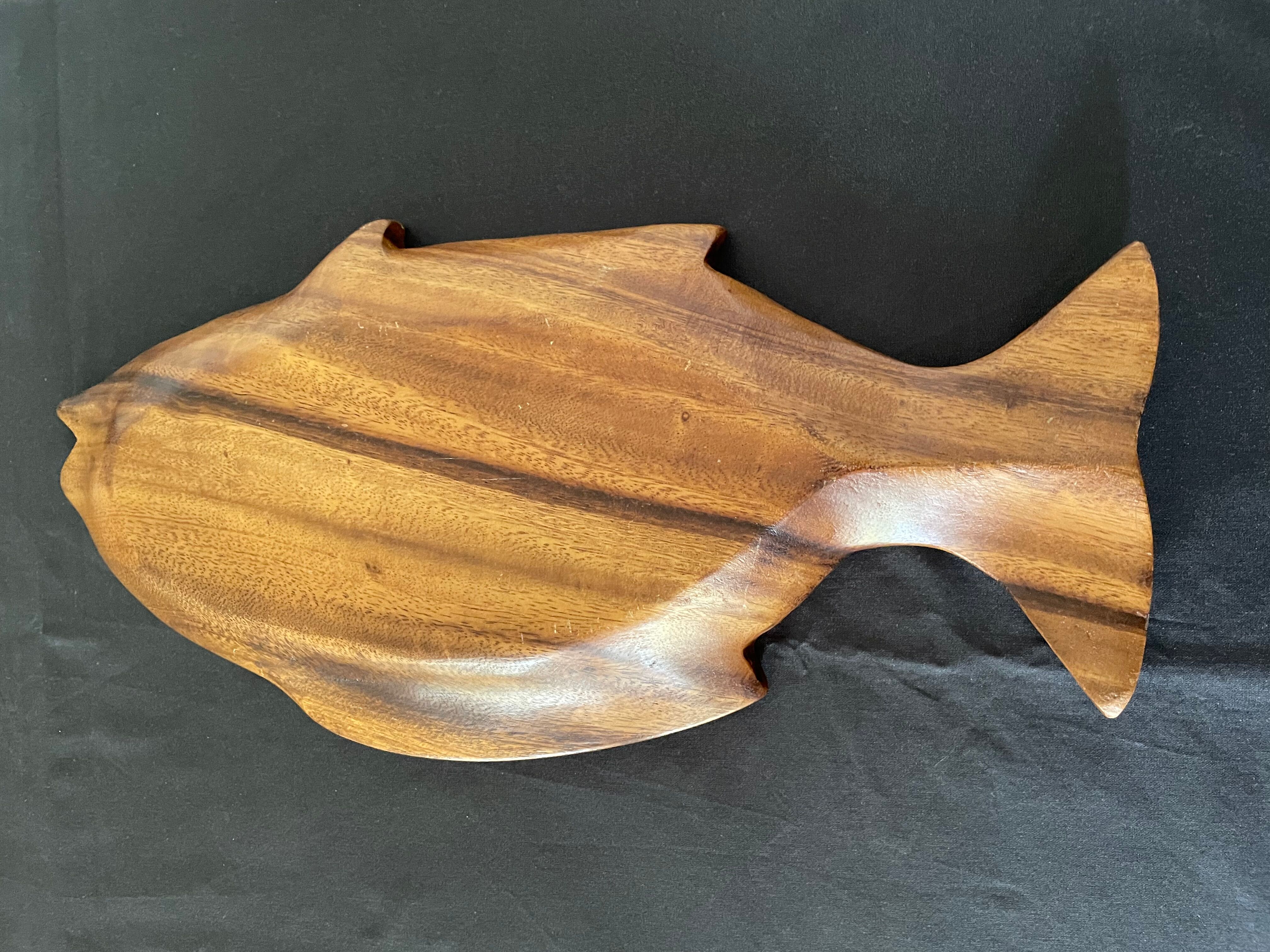 Wooden fish shaped dish