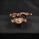 Three-tiered lotus leaf shaped patinated metal bird bath