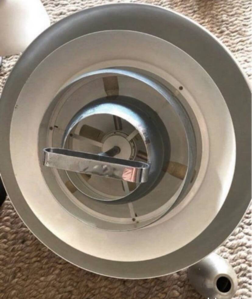 Large Suspension luminaire Space age brushed aluminum chrome design furniture lighting 70