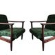 Mid century armchairs in green jacquard, by edmund homa, 1960s, set of two