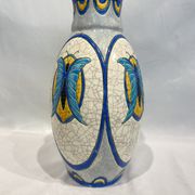 Rare ART DECO vase with polychrome butterfly decoration.signed Boch Frères Keramis (BFK)La Louvière Belgiq