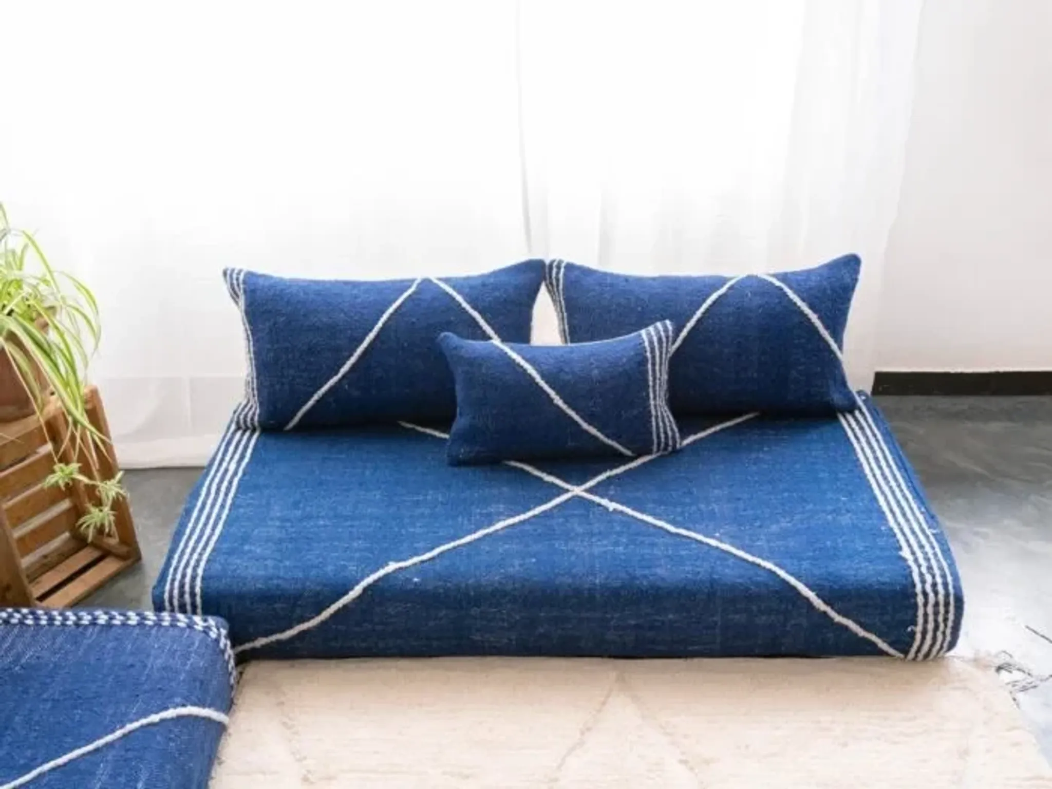 Tapis kilim marocain bleu