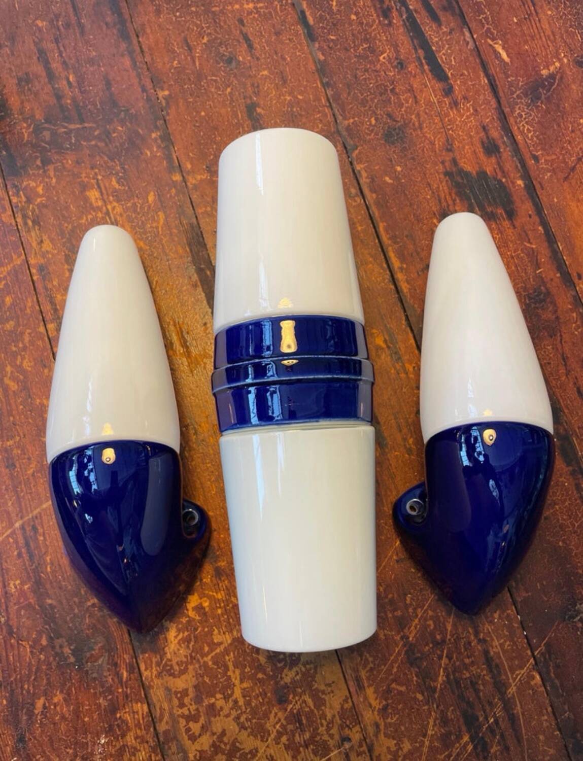 Set of 3 vintage ceramic bathroom lamps from Ifö of Sweden