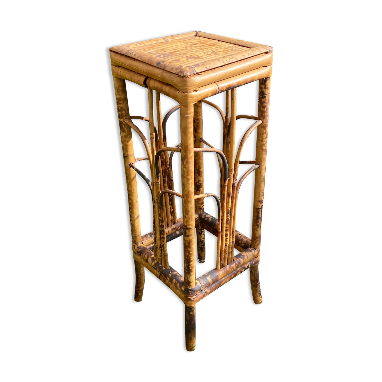 Plant holder or harness in rattan and vintage bamboo