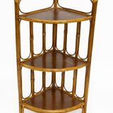 Vintage Bamboo and Wood Corner Shelf - 3 Tiers