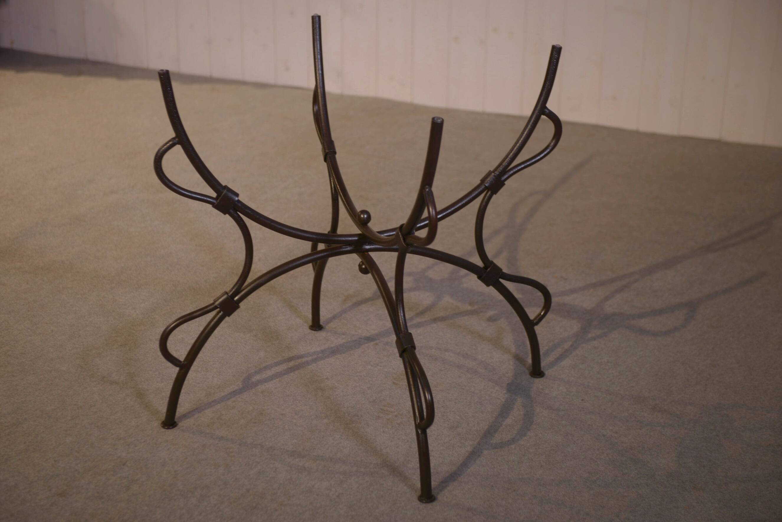 Table piètement en fer forgé pliant et plateau en verre intérieur/extérieur