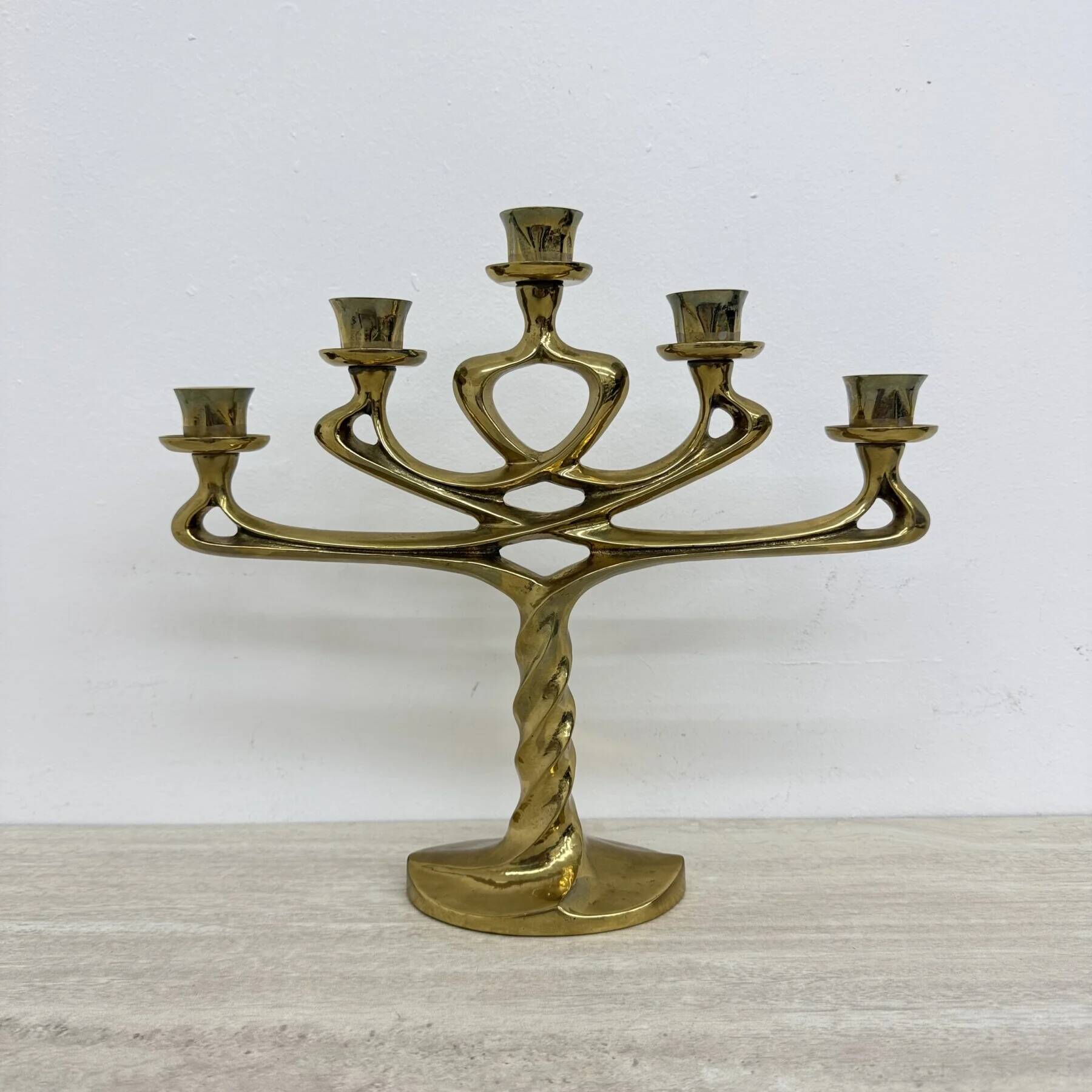 Mid-century large brutalist solid bronze candleholder, 1970s