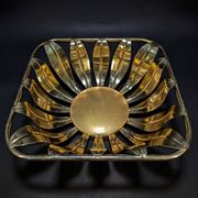 Large vintage decorative basket in gold metal – 90's