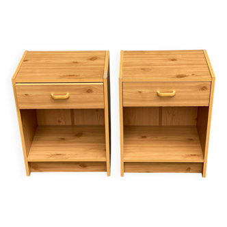 2 Scandinavian style wooden bedside tables
