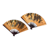 Paire d’éventails chinois dorés, 1960