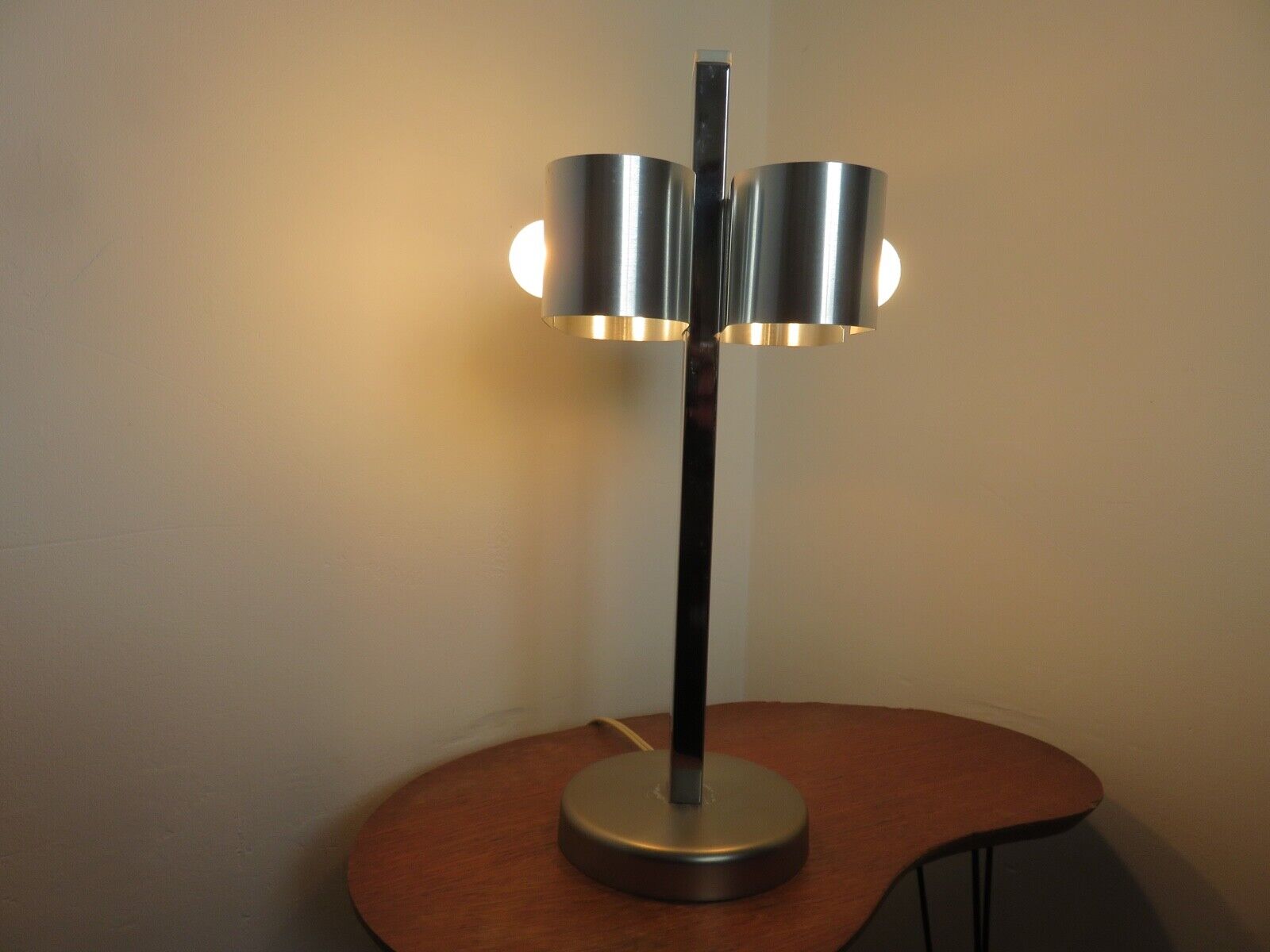 Space age lamp in brushed metal and chromed metal 1970