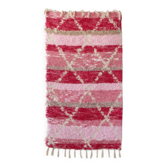 Reversible Handmade Rug - Handwoven Cotton - Pink and White