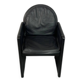 Mid-Century Bulo Belgium Armchair in Black Leather – Postmodern / Memphis