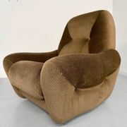 Lot of 2 cosy fabric armchairs, French design, vintage 1970s.
