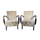 Paire de fauteuils vintage Halabala H 227 Art Déco