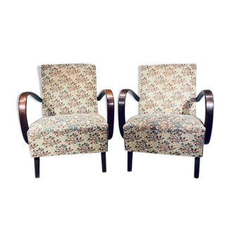 Paire de fauteuils vintage Halabala H 227 Art Déco