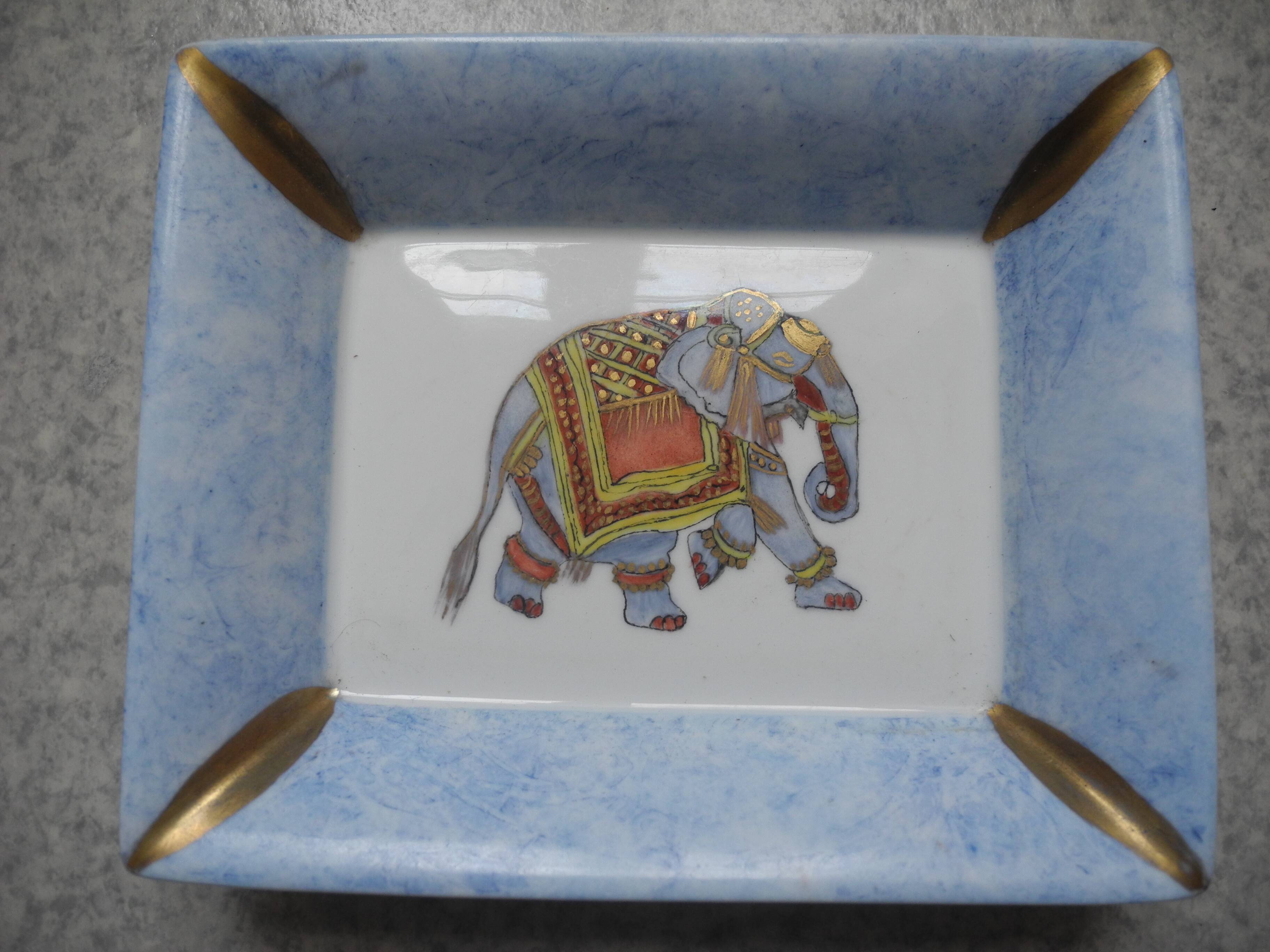 Antique Limoges porcelain ashtray, La Seynie vintage decor