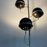 Monix vintage adjustable floor lamp, chrome and brown lacquered metal