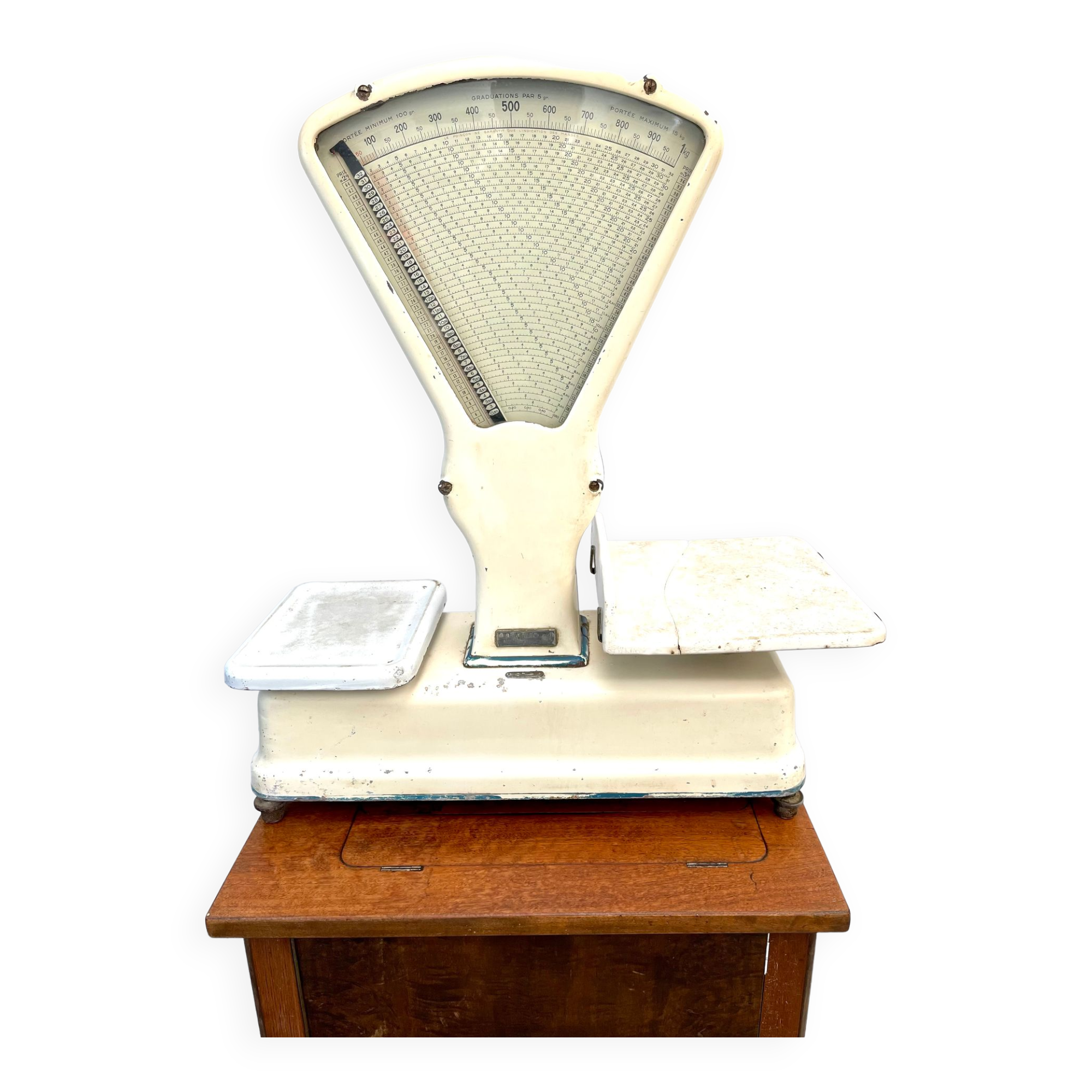 Antique double-sided scale grocery counter
