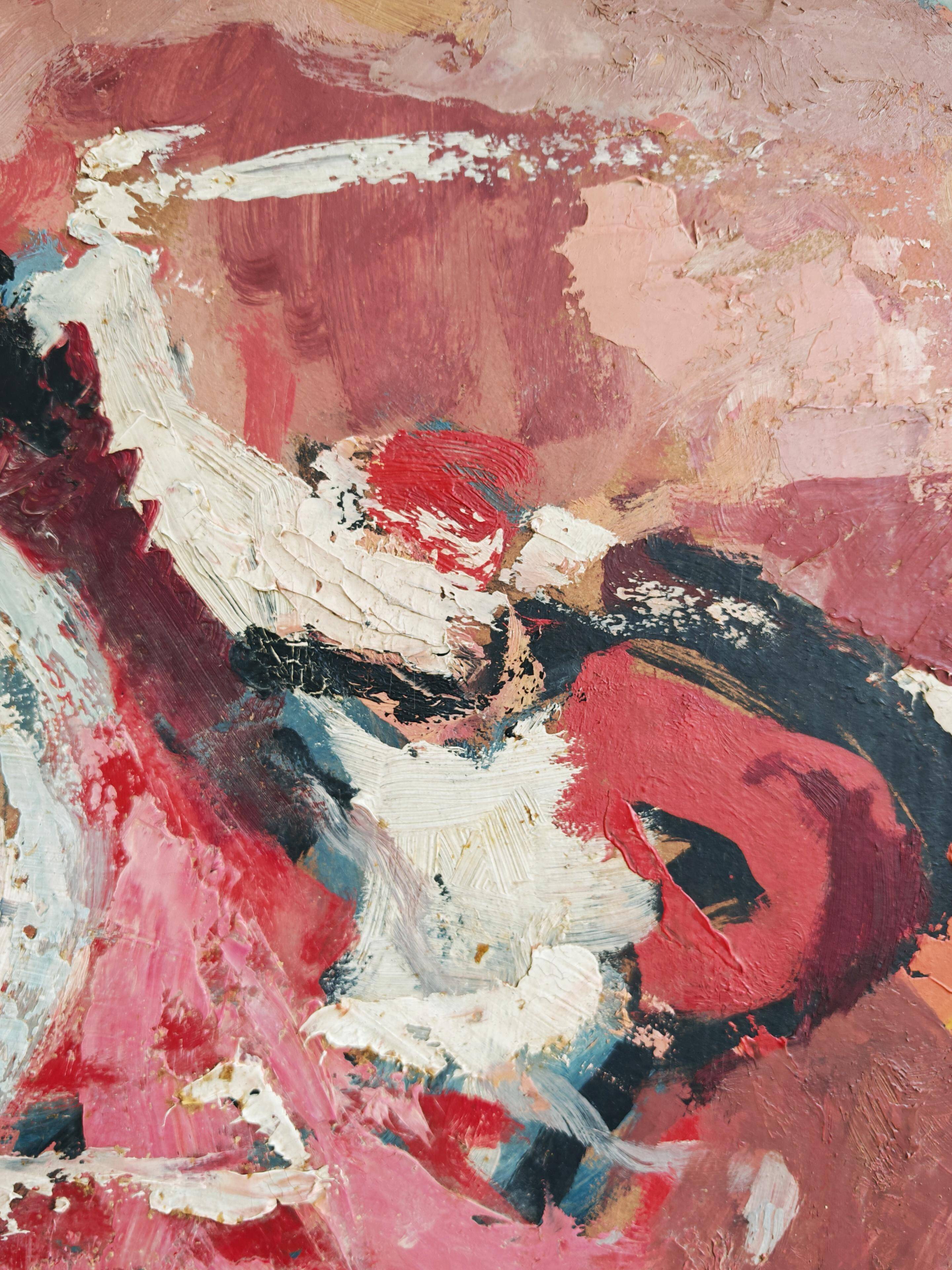 Modernist painting "Battle of Horsemen" by Dragutin Cigarčić