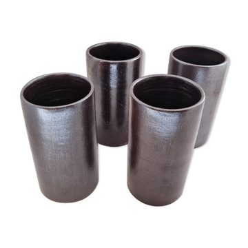 Set of 4 Jean Dubost sandstone glasses