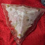 applique ou Lustre triangulaire 1970 en verre de Murano transparent  35x35x