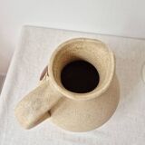 Speckled stoneware carafe with floral decoration signed - Vintage