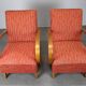 Pair of Halabala deck chairs from the 1950s, curved wooden chairs, Czech Republic.