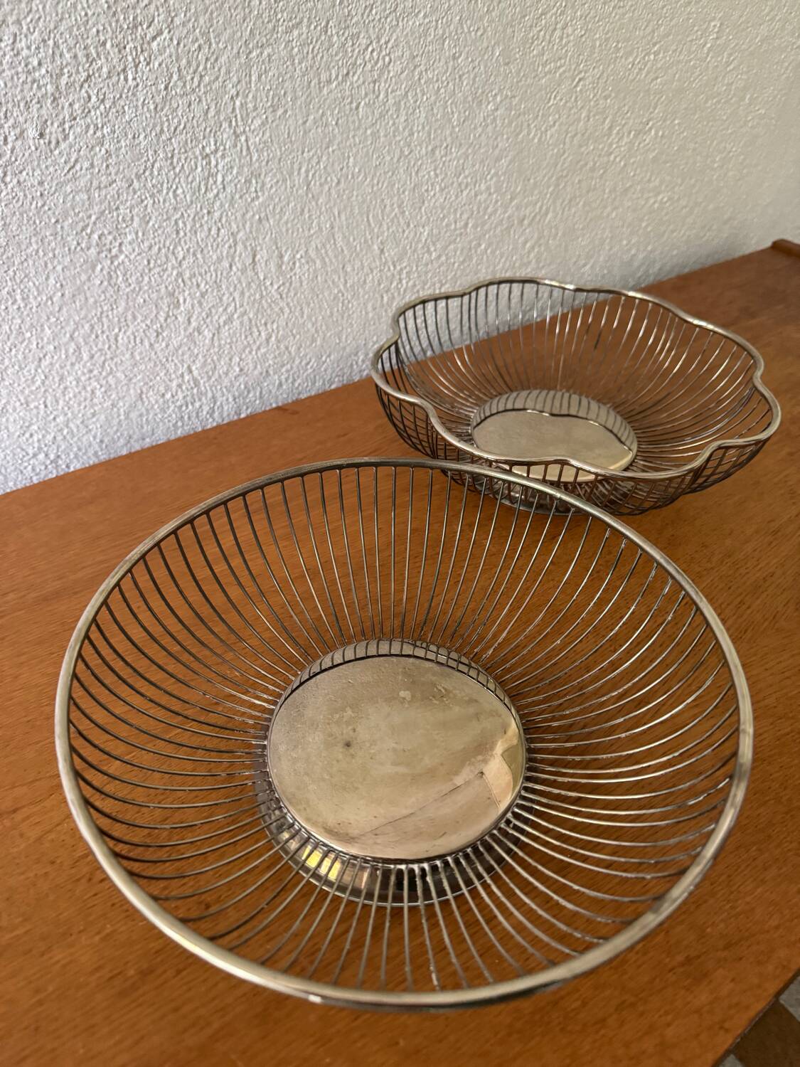 80s silver metal table baskets