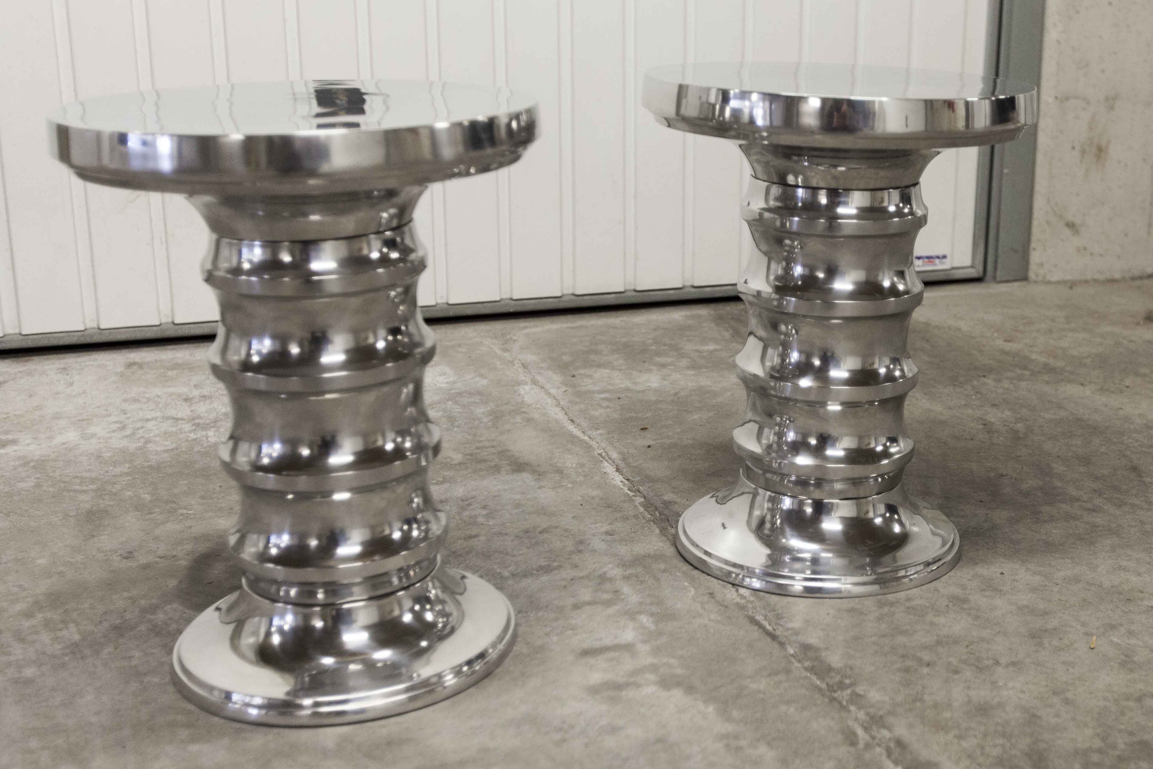 Paire de tabourets aluminium chromé Eichholtz 2000