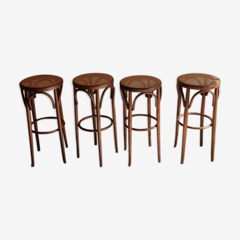 Suite of 4 caned in the Thonet spirit bar stool