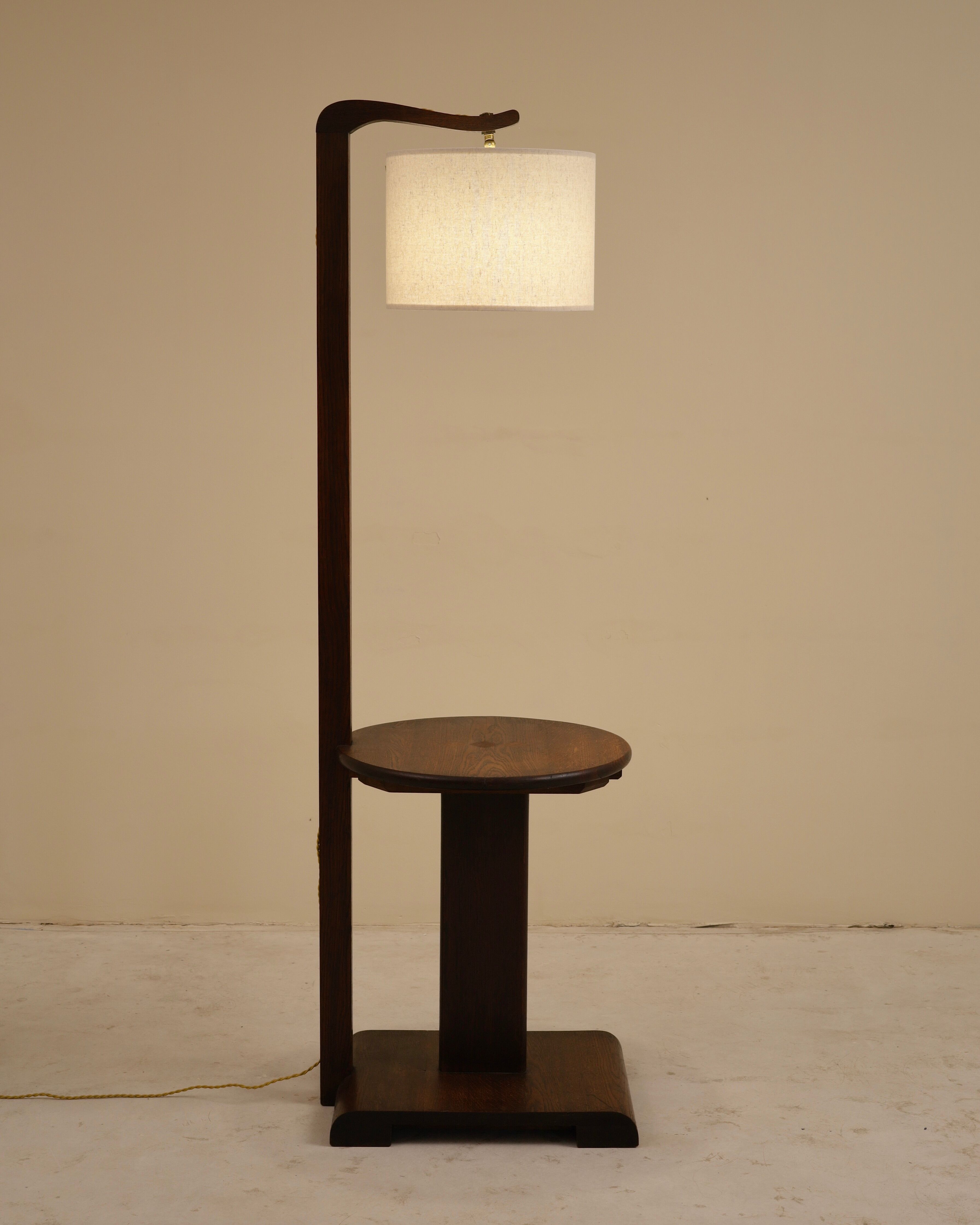 Floor lamp in solid oak, France, 1940s