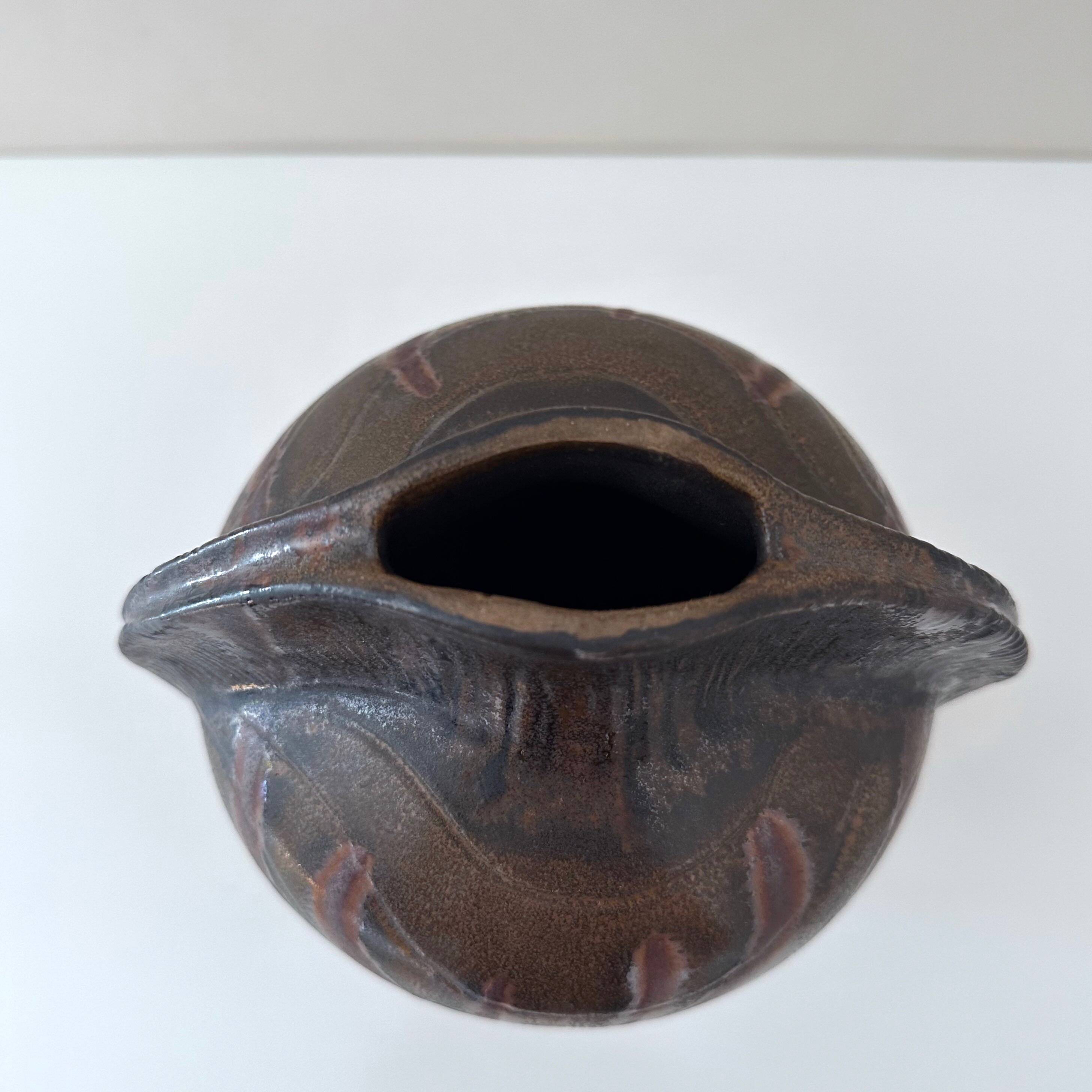 Fritz van Daalen studio ceramic, Mid Century ceramic, sculptural vase