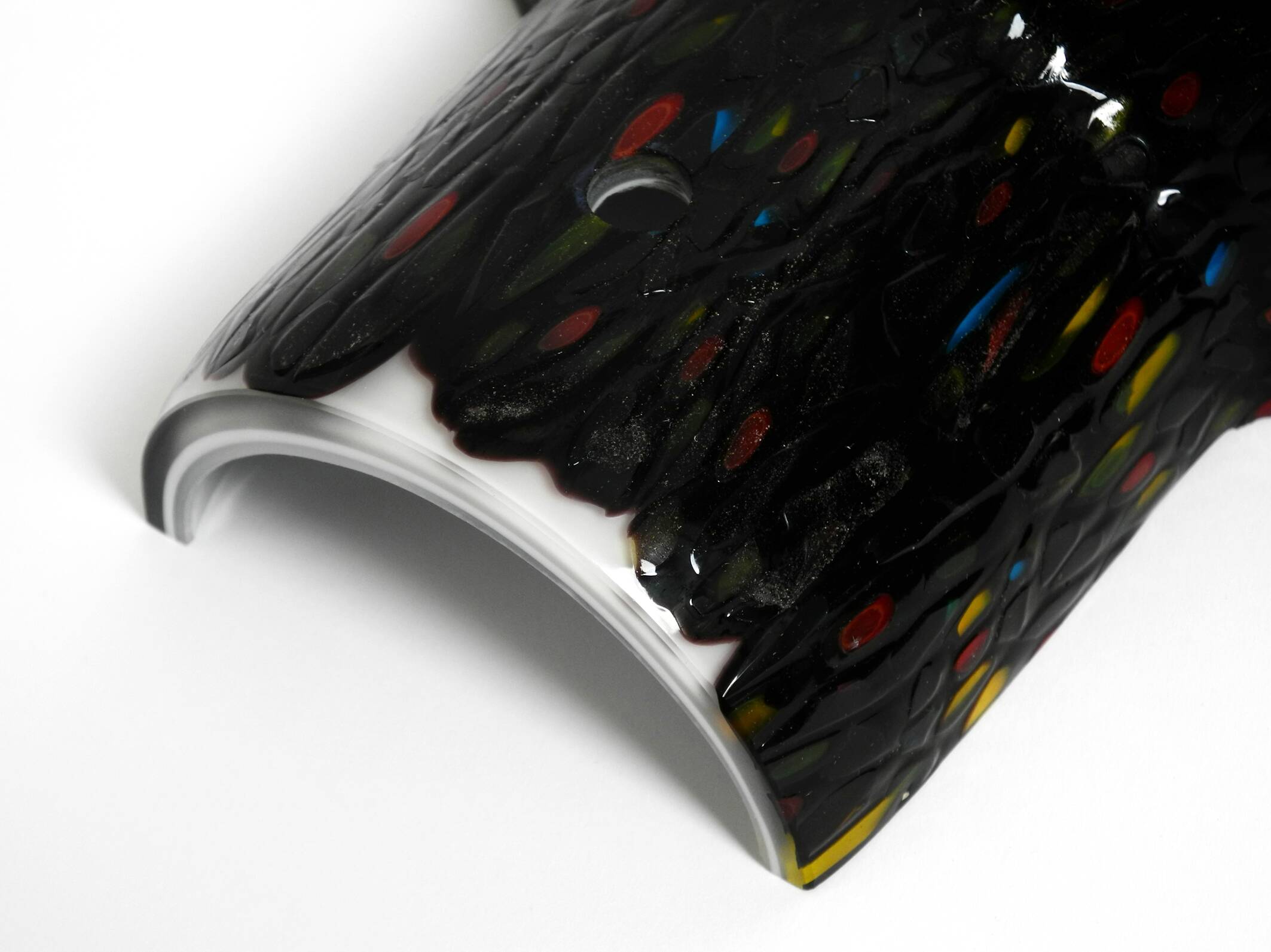 Pair of large 1980s Italian table lamps made of colorful multi-layer Murano