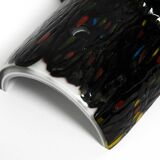 Pair of large 1980s Italian table lamps made of colorful multi-layer Murano