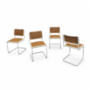 4 x cantilever white Cesca chair by Marcel Breuer B32 model / Bauhaus 1970s / made in Italy