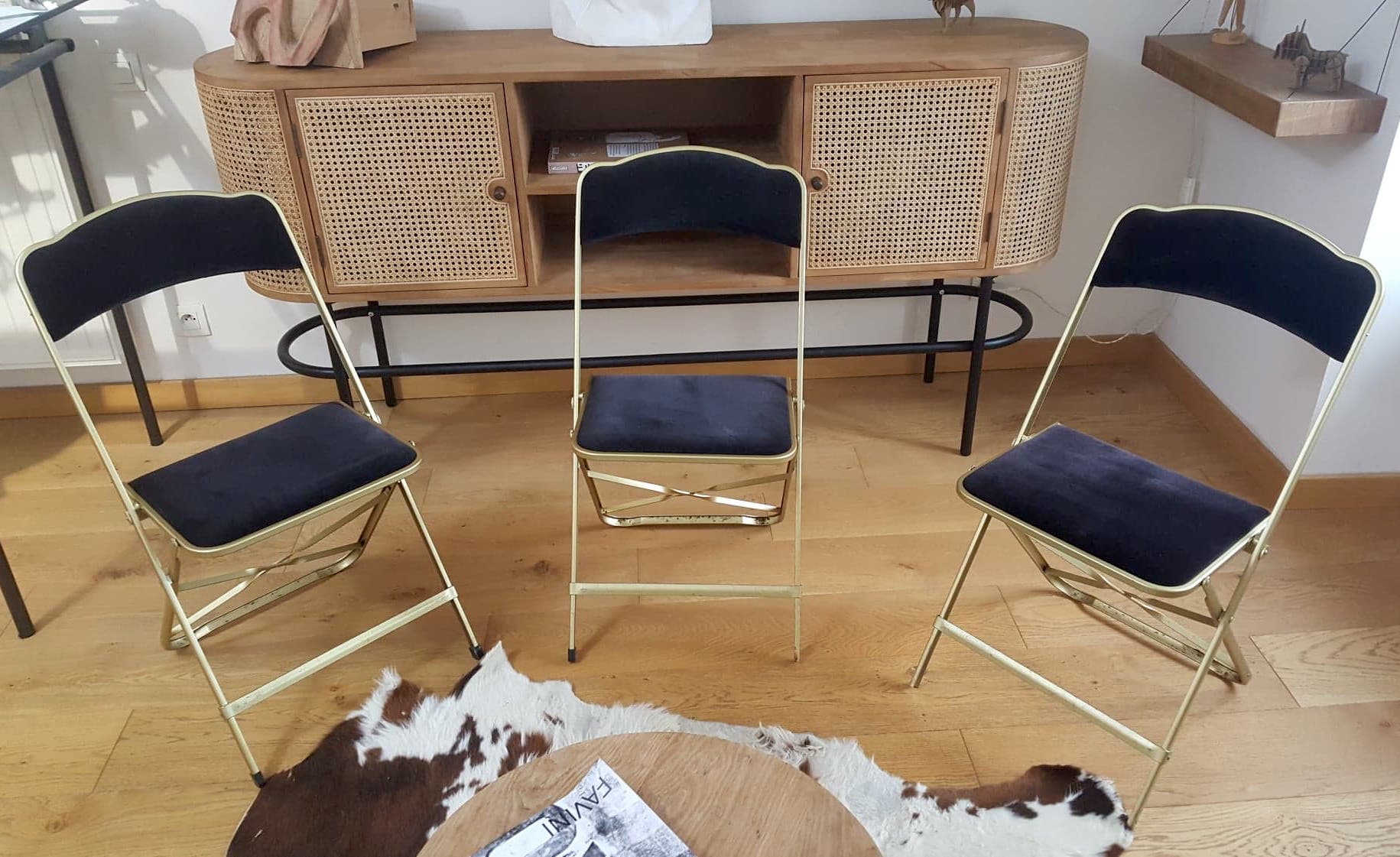 Lot de 3 chaises pliantes Chaisor en velours