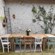 Oak farmhouse table stamped R Trotel