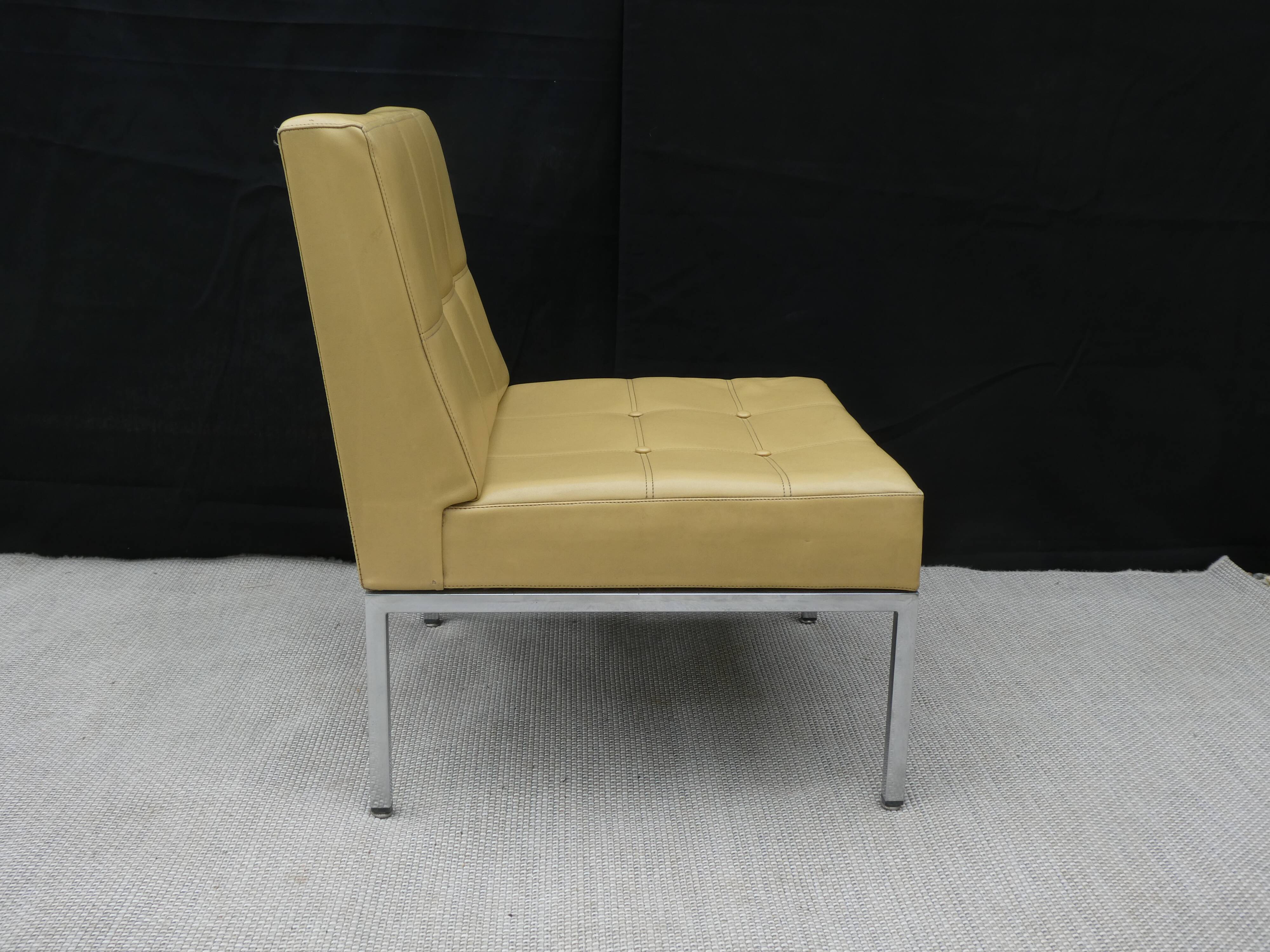 Low chair in Skai and chrome, Mobilier International