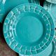 6 turquoise woven ceramic dessert plates