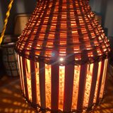 Pendant lamp, fabric cable 2 m, Asian bamboo, 1980