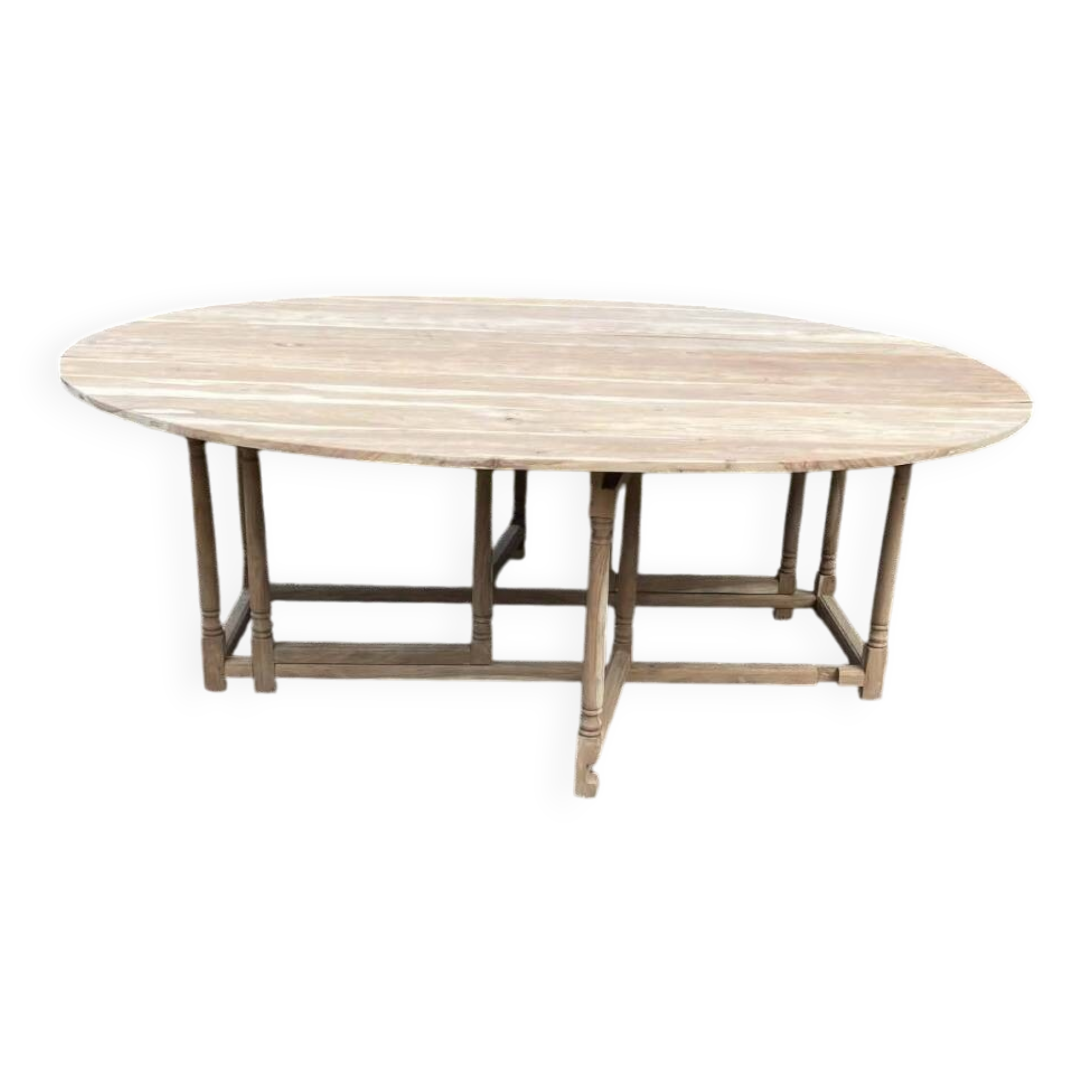 Large gateleg table in raw wood