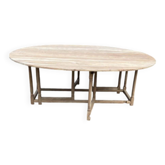 Large gateleg table in raw wood