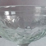 Lot of 12 large dessert cups on foot moulded fruit patterns