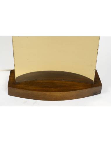 1970s brass and wood table lamp