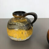 Set of two pottery fat lava vases model "484-21" made by Scheurich Germany 1970s