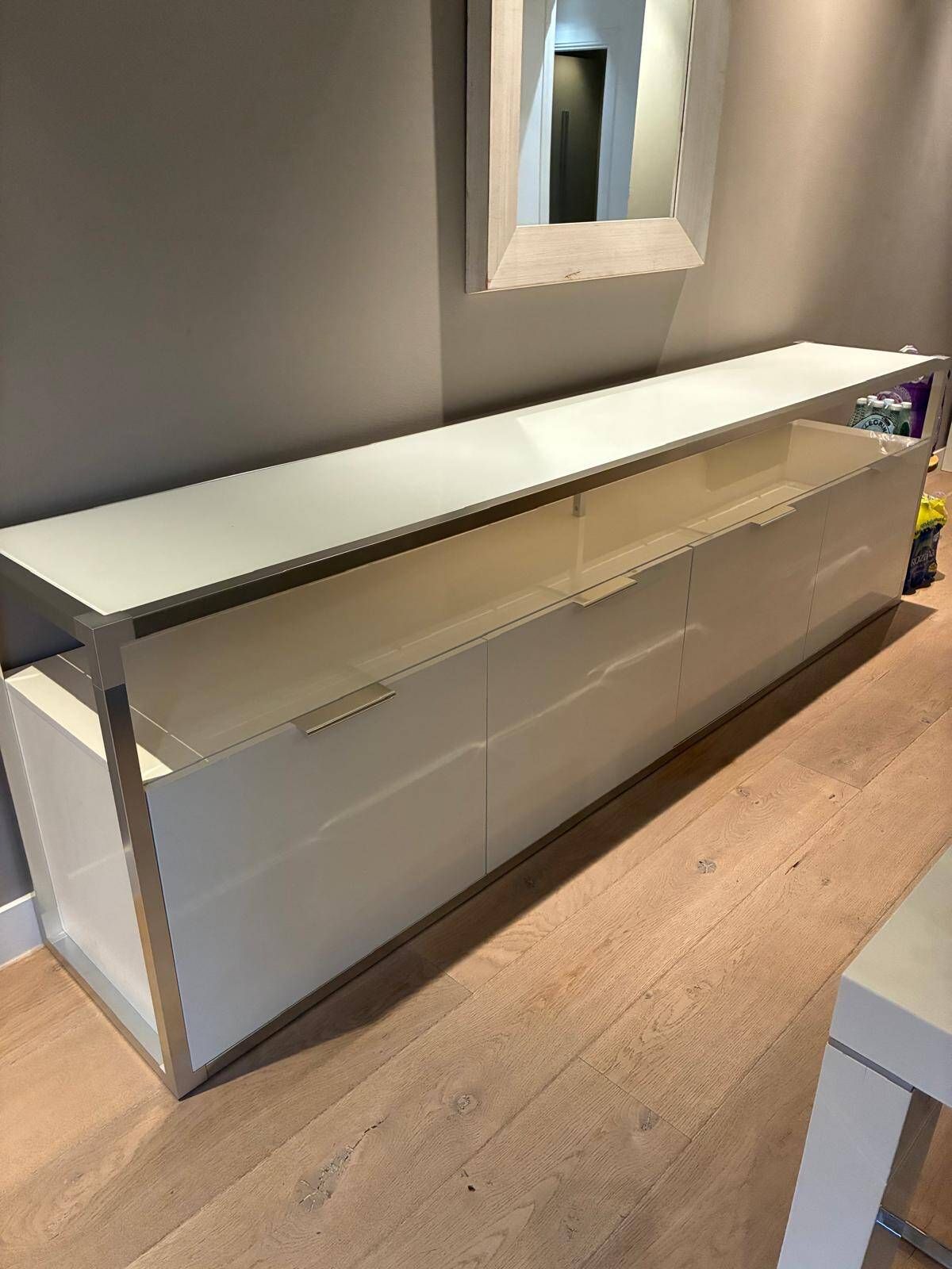 Ligne Roset DEDICATO Buffet – Didier Gomez – Glossy white and polished aluminium