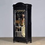 Large French ebonised mirror cabinet, circa 1850