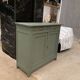 Renovated Parisian buffet in velvet khaki